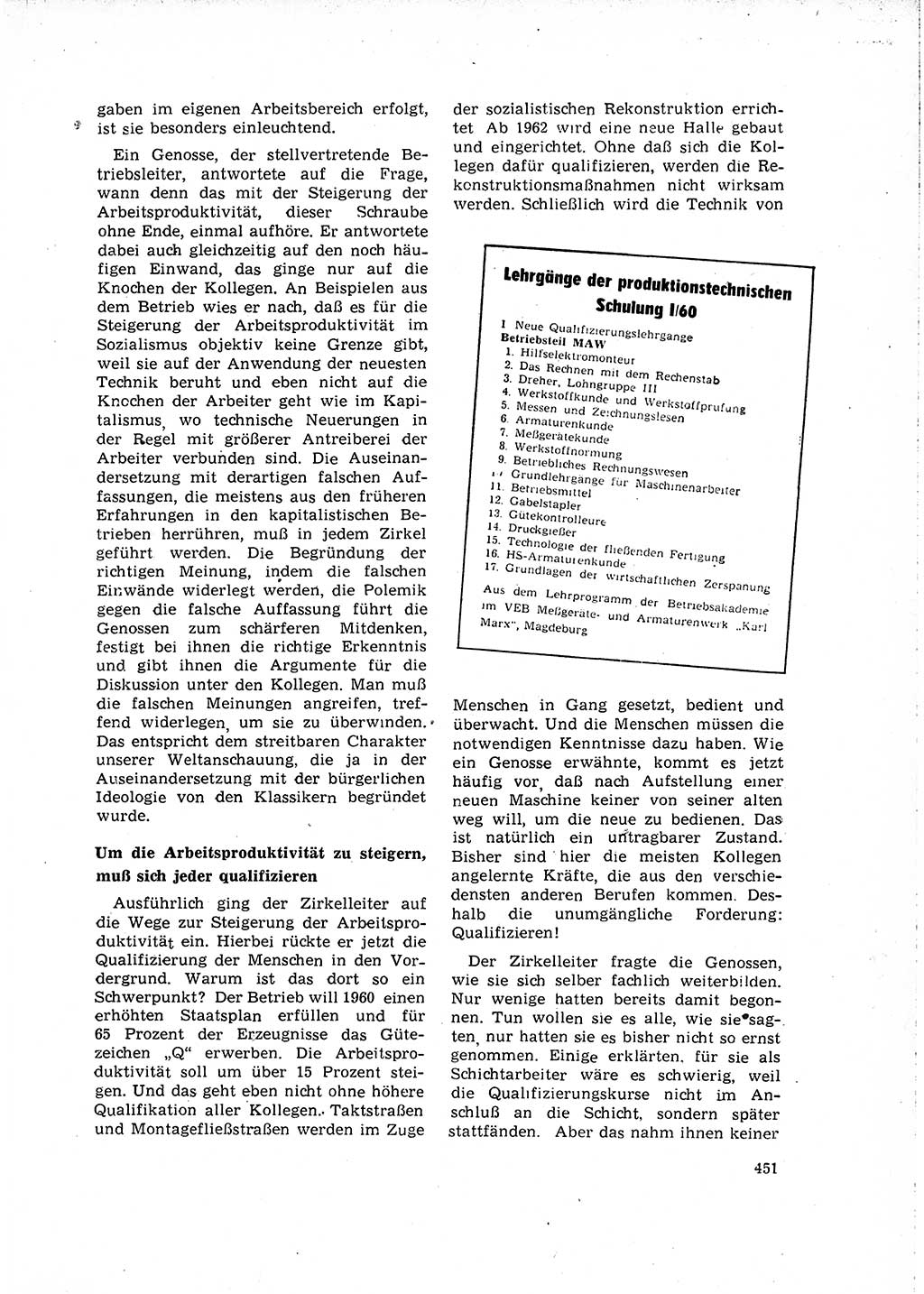 Neuer Weg (NW), Organ des Zentralkomitees (ZK) der SED (Sozialistische Einheitspartei Deutschlands) für Fragen des Parteilebens, 15. Jahrgang [Deutsche Demokratische Republik (DDR)] 1960, Seite 451 (NW ZK SED DDR 1960, S. 451)