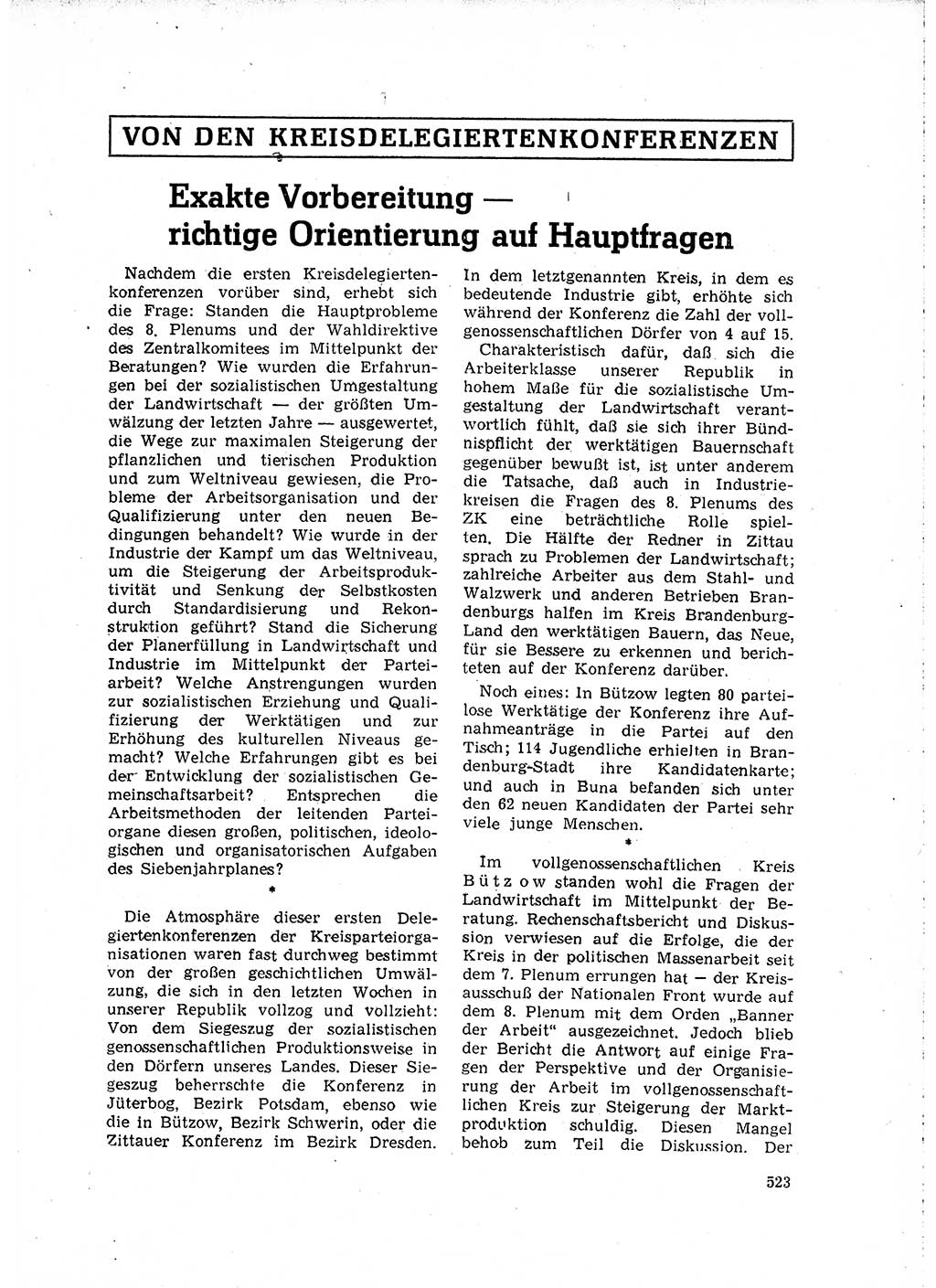 Neuer Weg (NW), Organ des Zentralkomitees (ZK) der SED (Sozialistische Einheitspartei Deutschlands) für Fragen des Parteilebens, 15. Jahrgang [Deutsche Demokratische Republik (DDR)] 1960, Seite 523 (NW ZK SED DDR 1960, S. 523)