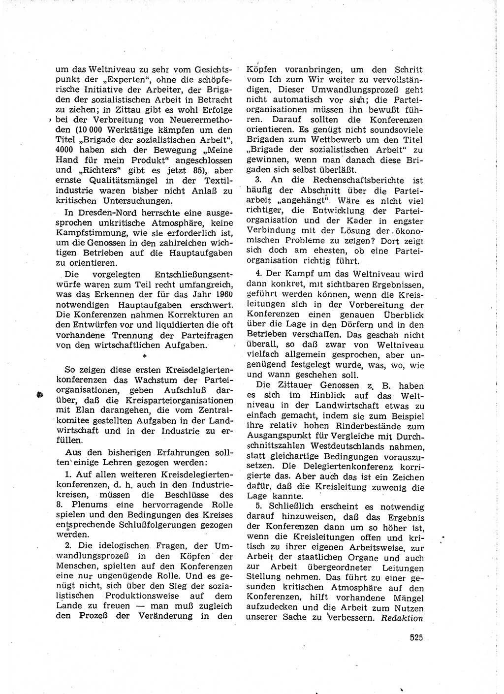 Neuer Weg (NW), Organ des Zentralkomitees (ZK) der SED (Sozialistische Einheitspartei Deutschlands) für Fragen des Parteilebens, 15. Jahrgang [Deutsche Demokratische Republik (DDR)] 1960, Seite 525 (NW ZK SED DDR 1960, S. 525)