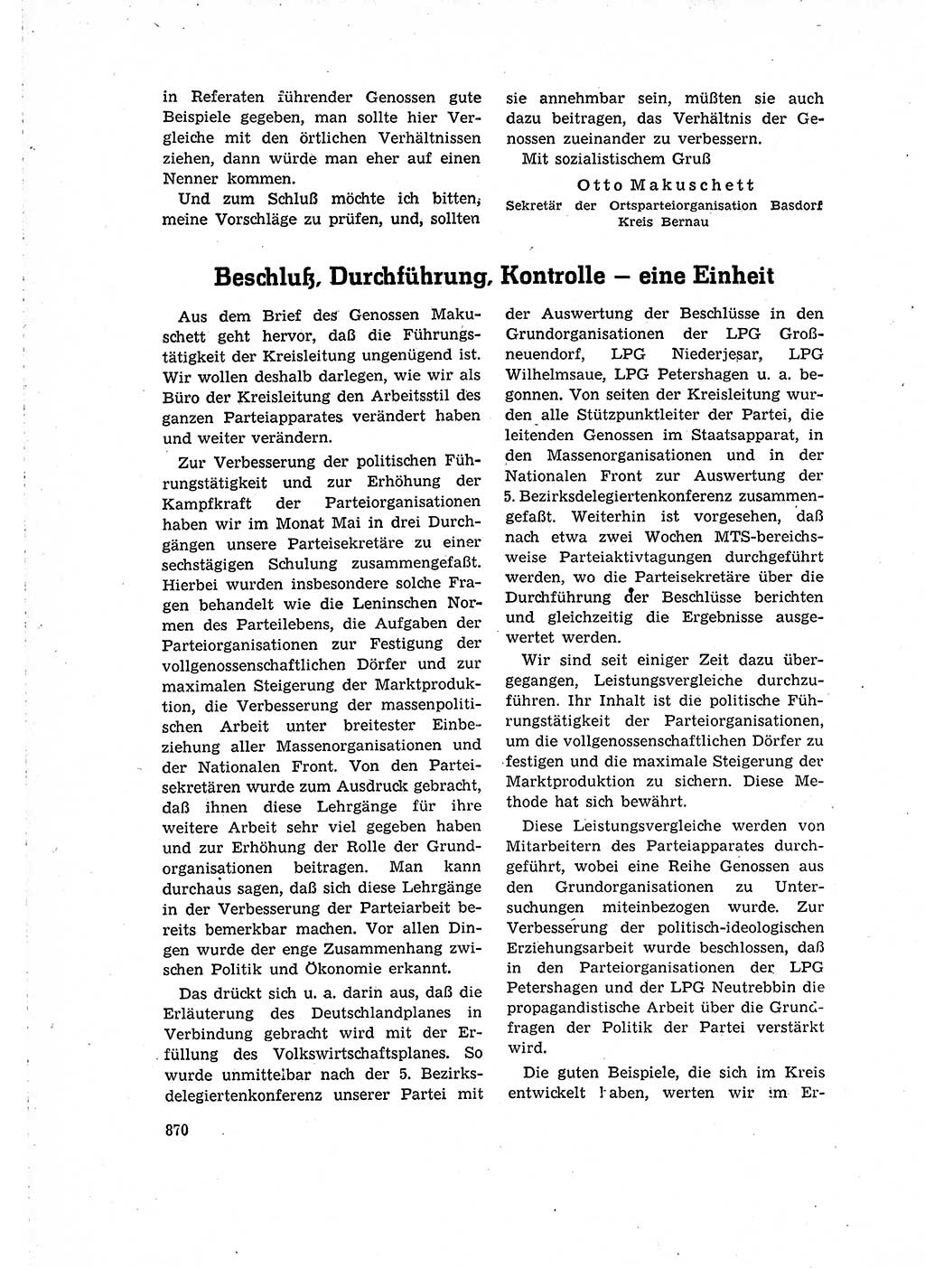 Neuer Weg (NW), Organ des Zentralkomitees (ZK) der SED (Sozialistische Einheitspartei Deutschlands) für Fragen des Parteilebens, 15. Jahrgang [Deutsche Demokratische Republik (DDR)] 1960, Seite 870 (NW ZK SED DDR 1960, S. 870)