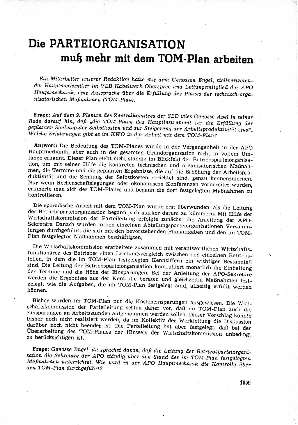 Neuer Weg (NW), Organ des Zentralkomitees (ZK) der SED (Sozialistische Einheitspartei Deutschlands) für Fragen des Parteilebens, 15. Jahrgang [Deutsche Demokratische Republik (DDR)] 1960, Seite 1059 (NW ZK SED DDR 1960, S. 1059)