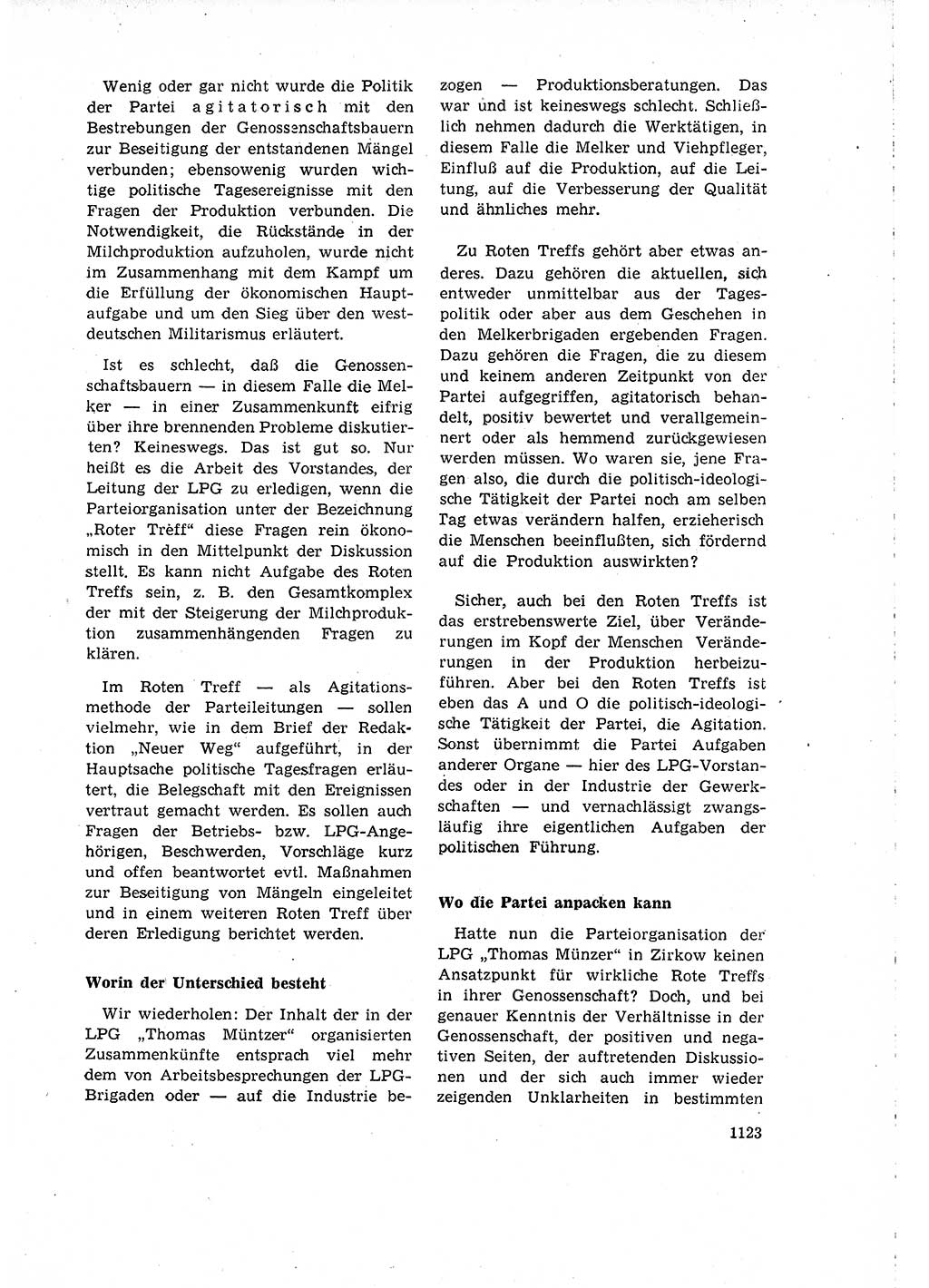 Neuer Weg (NW), Organ des Zentralkomitees (ZK) der SED (Sozialistische Einheitspartei Deutschlands) für Fragen des Parteilebens, 15. Jahrgang [Deutsche Demokratische Republik (DDR)] 1960, Seite 1123 (NW ZK SED DDR 1960, S. 1123)