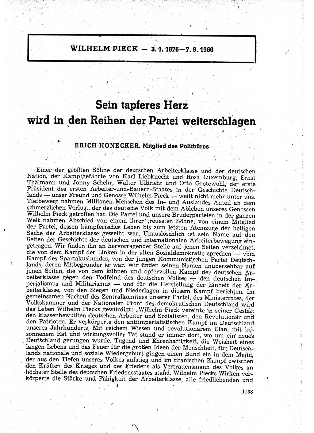 Neuer Weg (NW), Organ des Zentralkomitees (ZK) der SED (Sozialistische Einheitspartei Deutschlands) für Fragen des Parteilebens, 15. Jahrgang [Deutsche Demokratische Republik (DDR)] 1960, Seite 1133 (NW ZK SED DDR 1960, S. 1133)