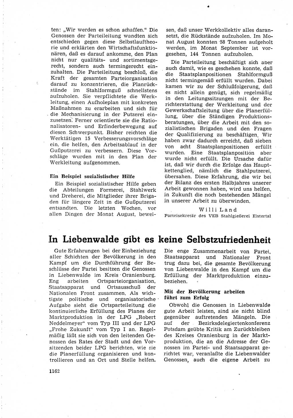 Neuer Weg (NW), Organ des Zentralkomitees (ZK) der SED (Sozialistische Einheitspartei Deutschlands) für Fragen des Parteilebens, 15. Jahrgang [Deutsche Demokratische Republik (DDR)] 1960, Seite 1162 (NW ZK SED DDR 1960, S. 1162)