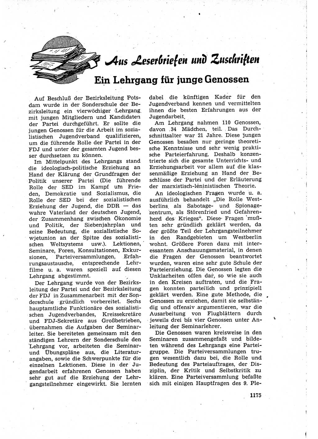 Neuer Weg (NW), Organ des Zentralkomitees (ZK) der SED (Sozialistische Einheitspartei Deutschlands) für Fragen des Parteilebens, 15. Jahrgang [Deutsche Demokratische Republik (DDR)] 1960, Seite 1175 (NW ZK SED DDR 1960, S. 1175)