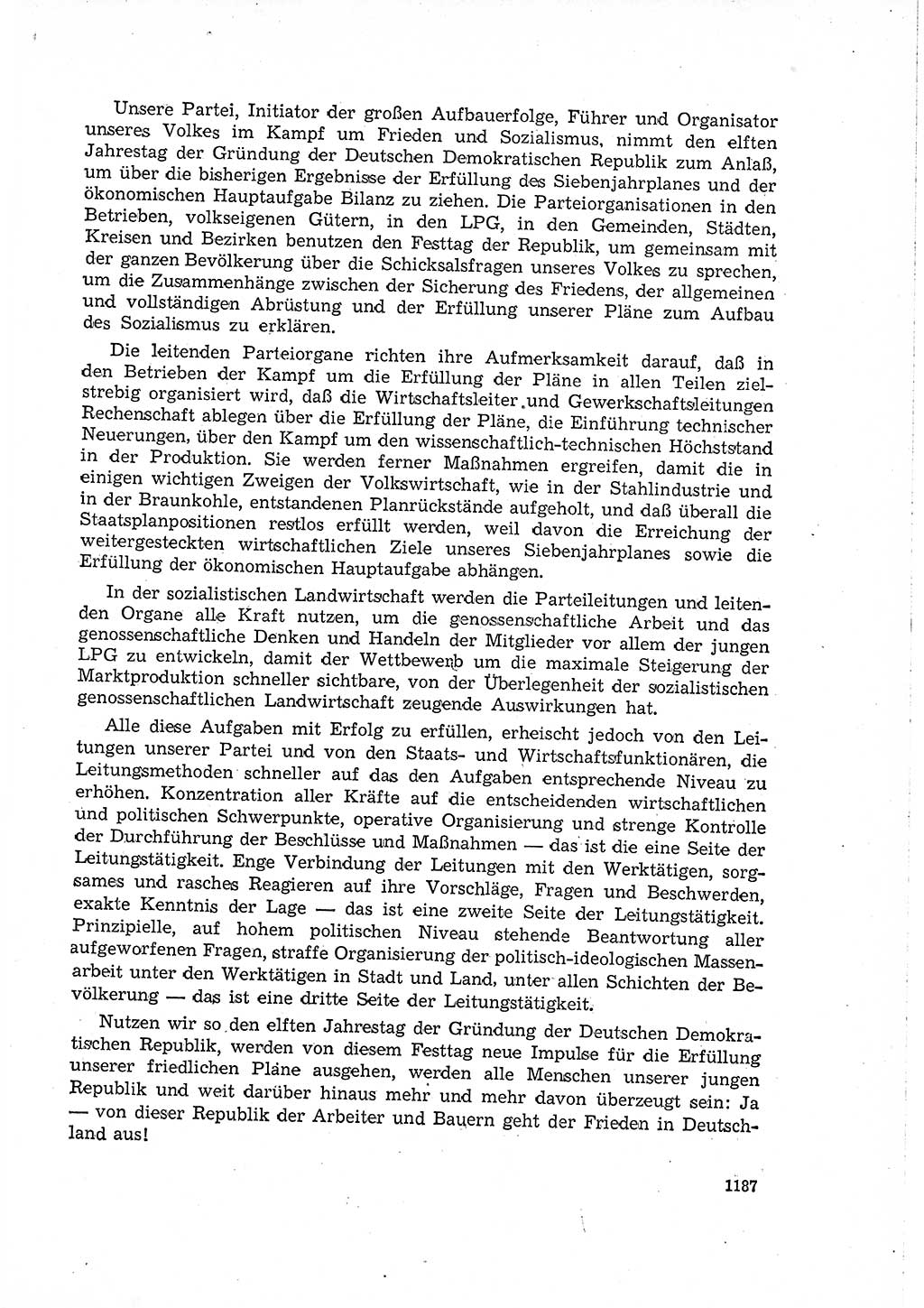 Neuer Weg (NW), Organ des Zentralkomitees (ZK) der SED (Sozialistische Einheitspartei Deutschlands) für Fragen des Parteilebens, 15. Jahrgang [Deutsche Demokratische Republik (DDR)] 1960, Seite 1187 (NW ZK SED DDR 1960, S. 1187)