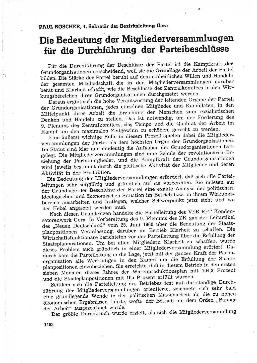 Neuer Weg (NW), Organ des Zentralkomitees (ZK) der SED (Sozialistische Einheitspartei Deutschlands) für Fragen des Parteilebens, 15. Jahrgang [Deutsche Demokratische Republik (DDR)] 1960, Seite 1188 (NW ZK SED DDR 1960, S. 1188)