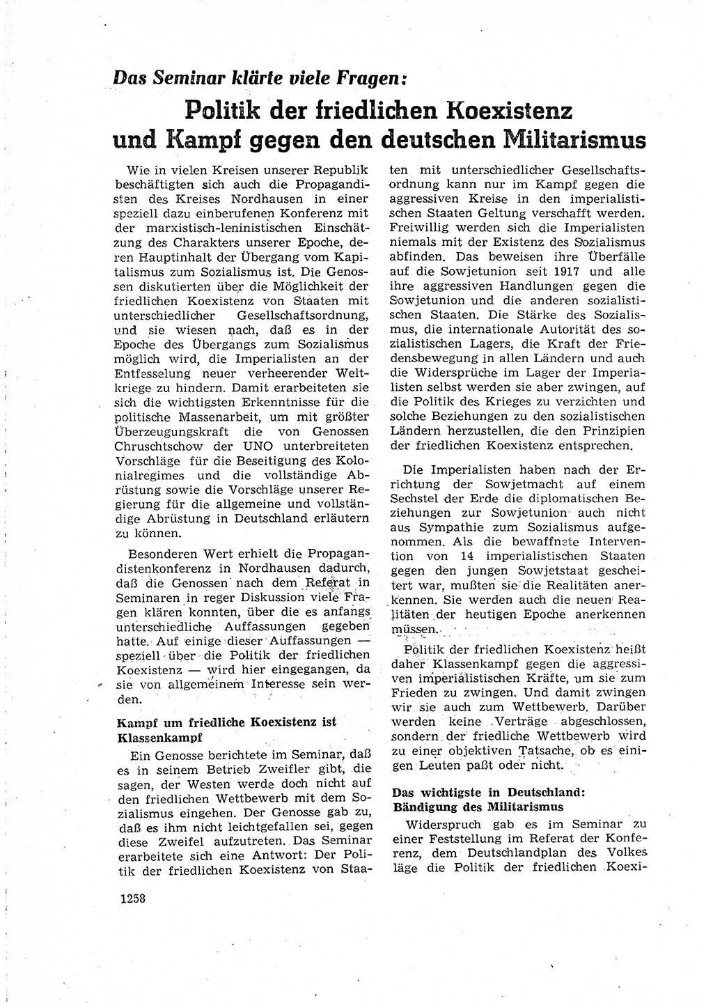 Neuer Weg (NW), Organ des Zentralkomitees (ZK) der SED (Sozialistische Einheitspartei Deutschlands) für Fragen des Parteilebens, 15. Jahrgang [Deutsche Demokratische Republik (DDR)] 1960, Seite 1258 (NW ZK SED DDR 1960, S. 1258)