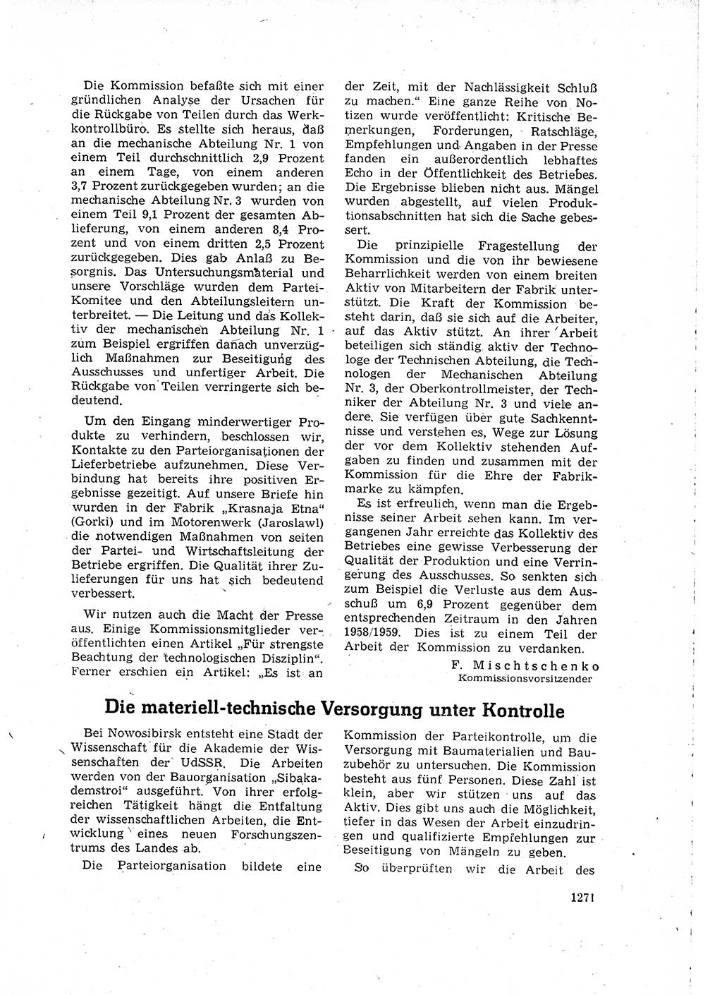 Neuer Weg (NW), Organ des Zentralkomitees (ZK) der SED (Sozialistische Einheitspartei Deutschlands) für Fragen des Parteilebens, 15. Jahrgang [Deutsche Demokratische Republik (DDR)] 1960, Seite 1271 (NW ZK SED DDR 1960, S. 1271)