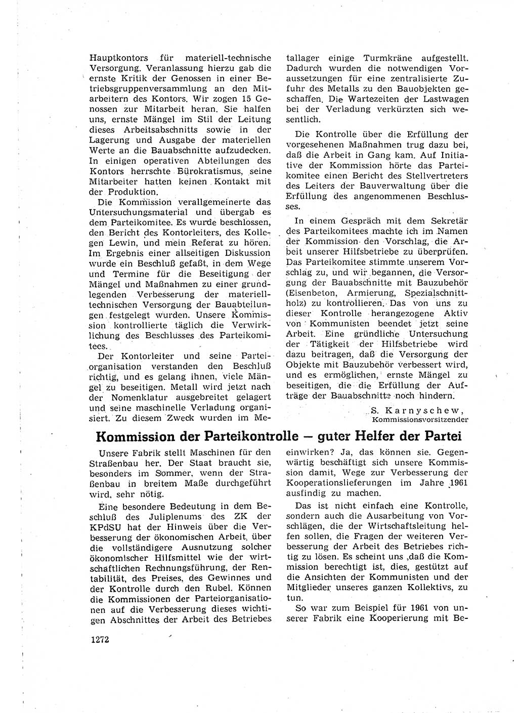 Neuer Weg (NW), Organ des Zentralkomitees (ZK) der SED (Sozialistische Einheitspartei Deutschlands) für Fragen des Parteilebens, 15. Jahrgang [Deutsche Demokratische Republik (DDR)] 1960, Seite 1272 (NW ZK SED DDR 1960, S. 1272)