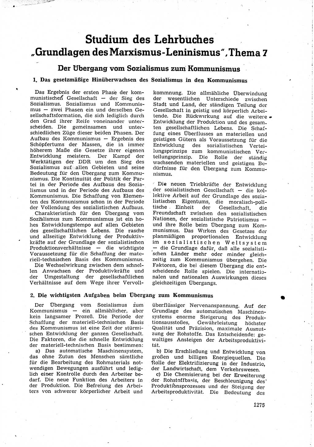 Neuer Weg (NW), Organ des Zentralkomitees (ZK) der SED (Sozialistische Einheitspartei Deutschlands) für Fragen des Parteilebens, 15. Jahrgang [Deutsche Demokratische Republik (DDR)] 1960, Seite 1275 (NW ZK SED DDR 1960, S. 1275)