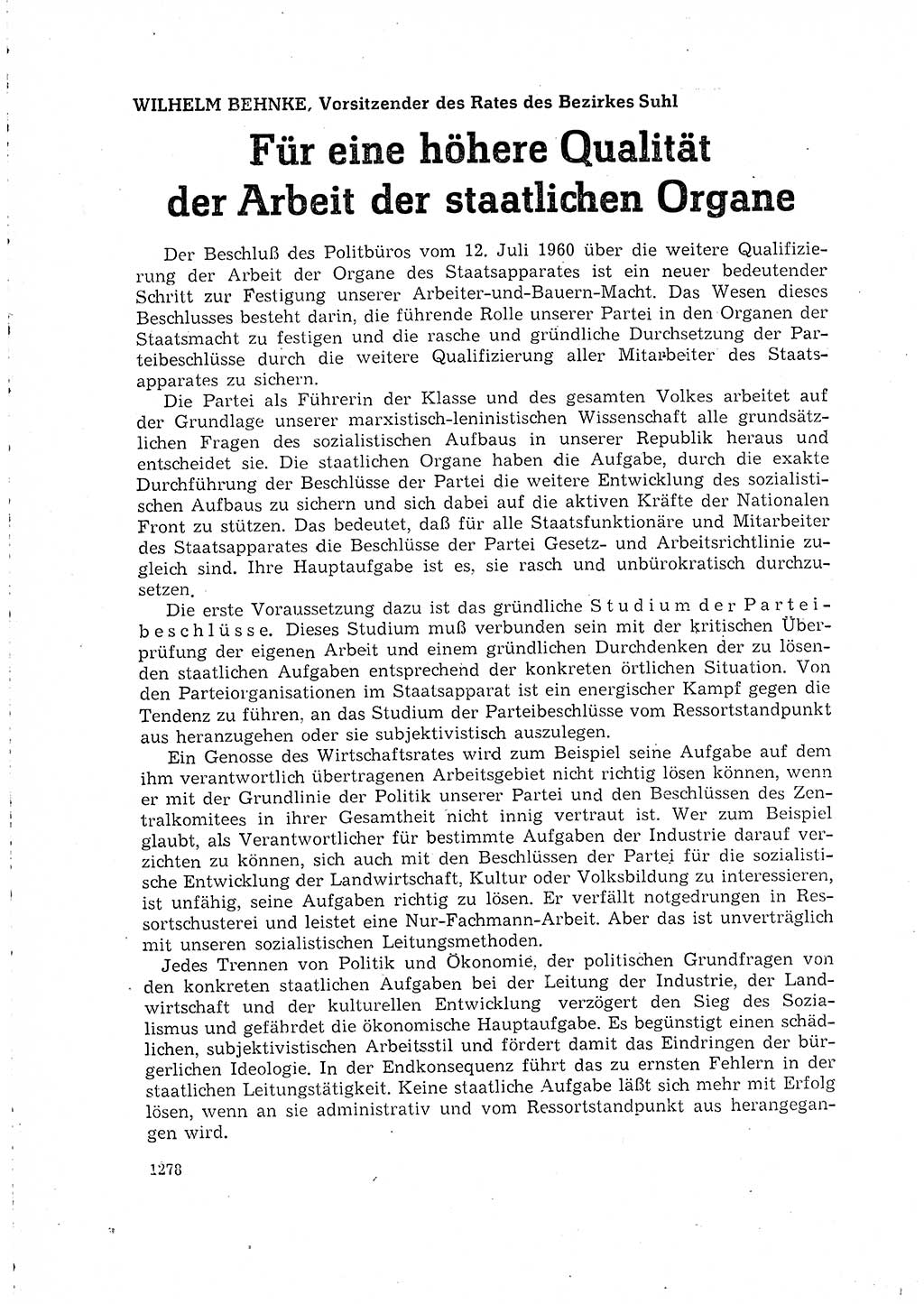 Neuer Weg (NW), Organ des Zentralkomitees (ZK) der SED (Sozialistische Einheitspartei Deutschlands) für Fragen des Parteilebens, 15. Jahrgang [Deutsche Demokratische Republik (DDR)] 1960, Seite 1278 (NW ZK SED DDR 1960, S. 1278)