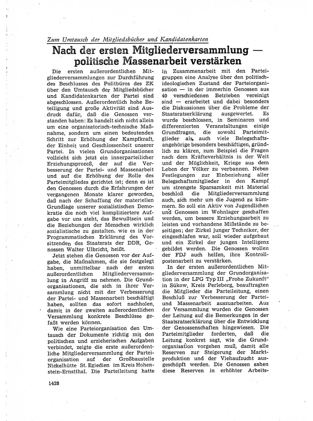 Neuer Weg (NW), Organ des Zentralkomitees (ZK) der SED (Sozialistische Einheitspartei Deutschlands) für Fragen des Parteilebens, 15. Jahrgang [Deutsche Demokratische Republik (DDR)] 1960, Seite 1428 (NW ZK SED DDR 1960, S. 1428)