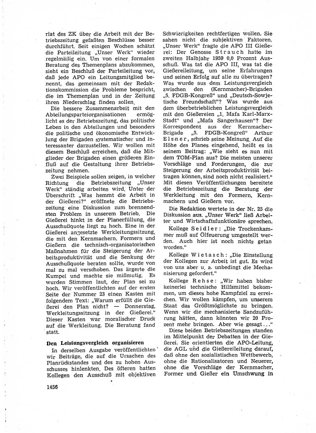 Neuer Weg (NW), Organ des Zentralkomitees (ZK) der SED (Sozialistische Einheitspartei Deutschlands) für Fragen des Parteilebens, 15. Jahrgang [Deutsche Demokratische Republik (DDR)] 1960, Seite 1456 (NW ZK SED DDR 1960, S. 1456)