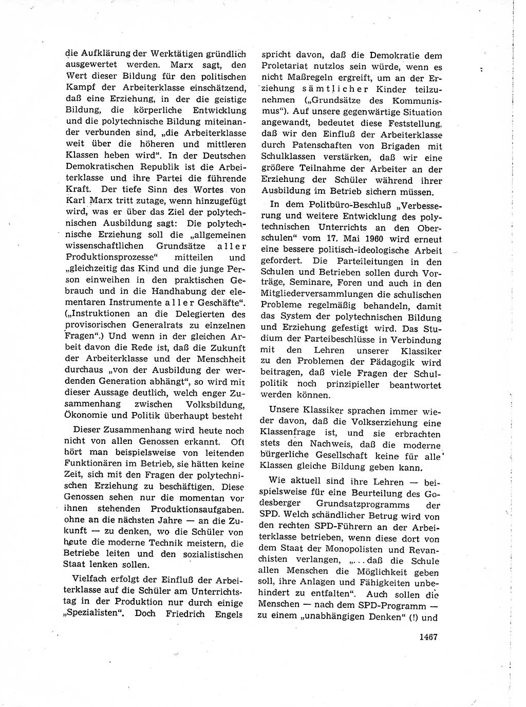 Neuer Weg (NW), Organ des Zentralkomitees (ZK) der SED (Sozialistische Einheitspartei Deutschlands) für Fragen des Parteilebens, 15. Jahrgang [Deutsche Demokratische Republik (DDR)] 1960, Seite 1467 (NW ZK SED DDR 1960, S. 1467)