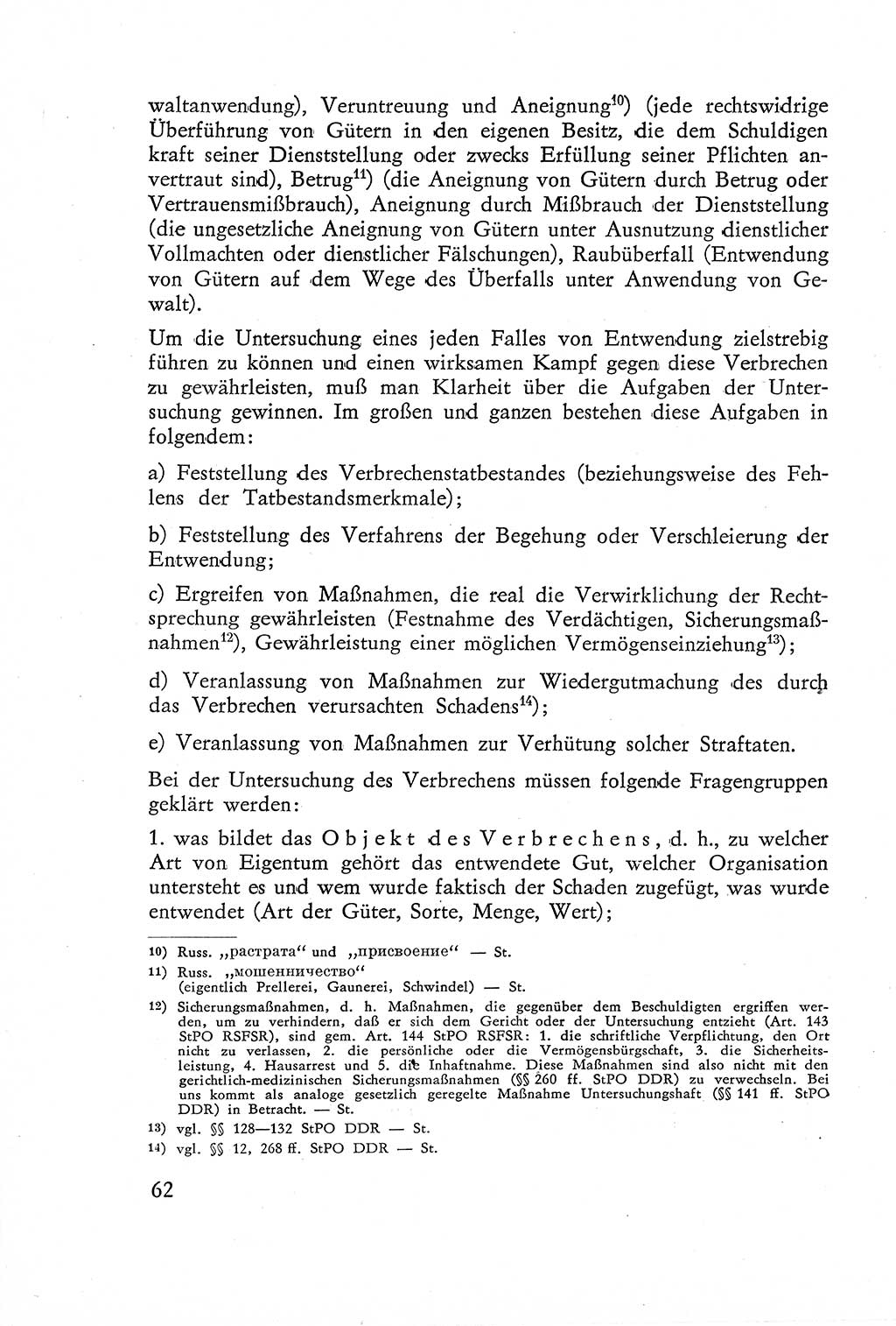 Die Untersuchung einzelner Verbrechensarten [Deutsche Demokratische Republik (DDR)] 1960, Seite 62 (Unters. Verbr.-Art. DDR 1960, S. 62)