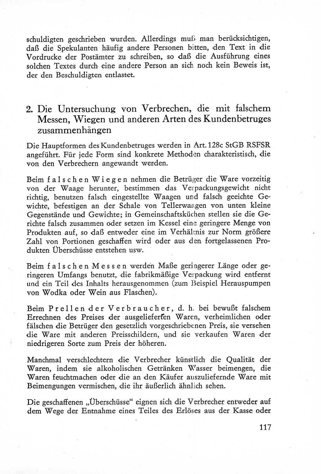 Die Untersuchung einzelner Verbrechensarten [Deutsche Demokratische Republik (DDR)] 1960, Seite 117 (Unters. Verbr.-Art. DDR 1960, S. 117)