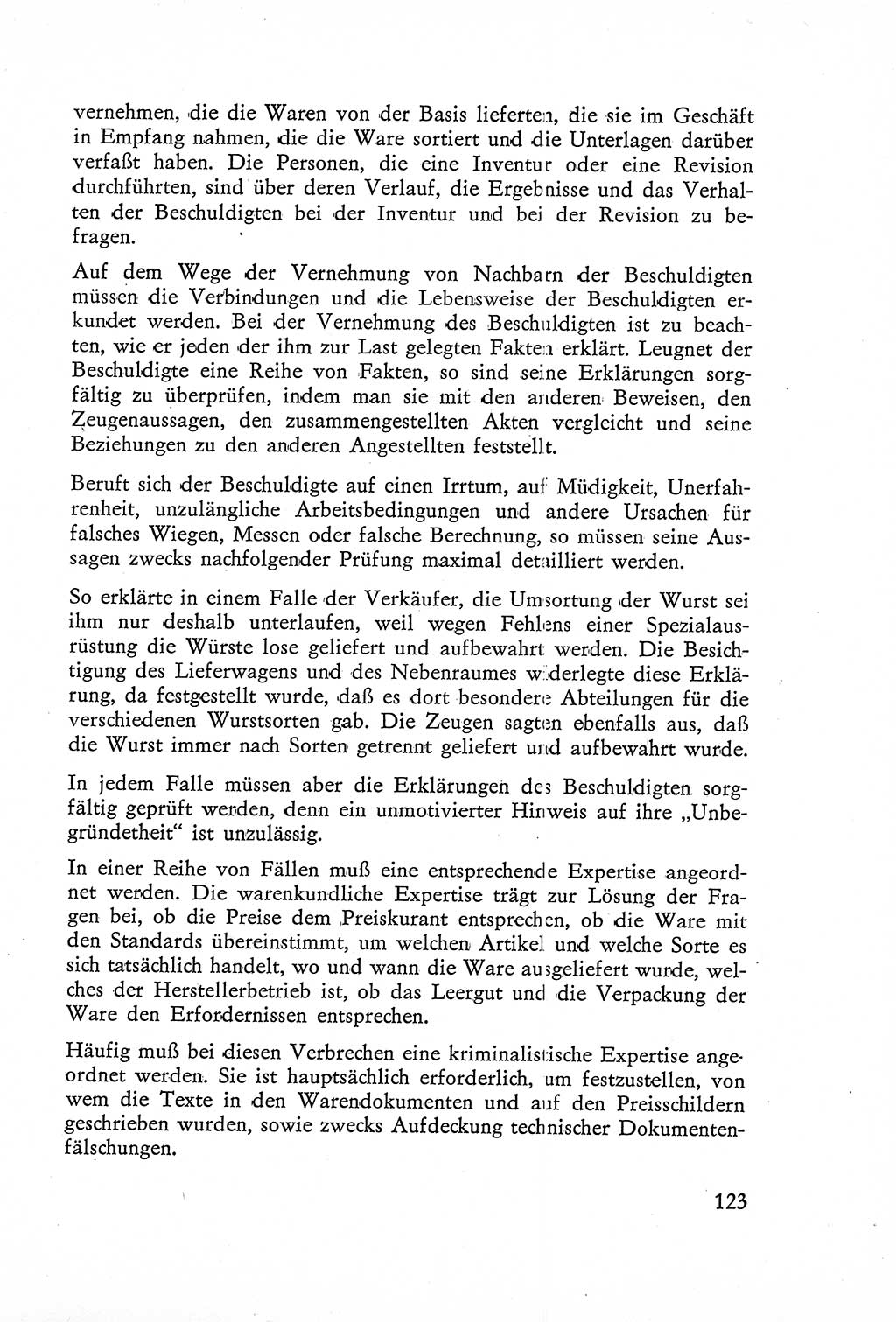 Die Untersuchung einzelner Verbrechensarten [Deutsche Demokratische Republik (DDR)] 1960, Seite 123 (Unters. Verbr.-Art. DDR 1960, S. 123)