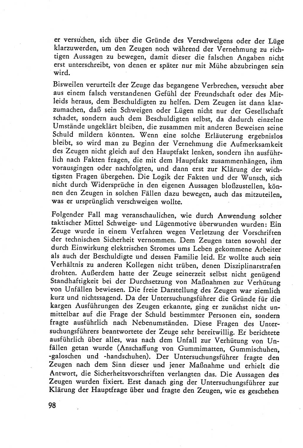 Die Vernehmung [Deutsche Demokratische Republik (DDR)] 1960, Seite 98 (Vern. DDR 1960, S. 98)