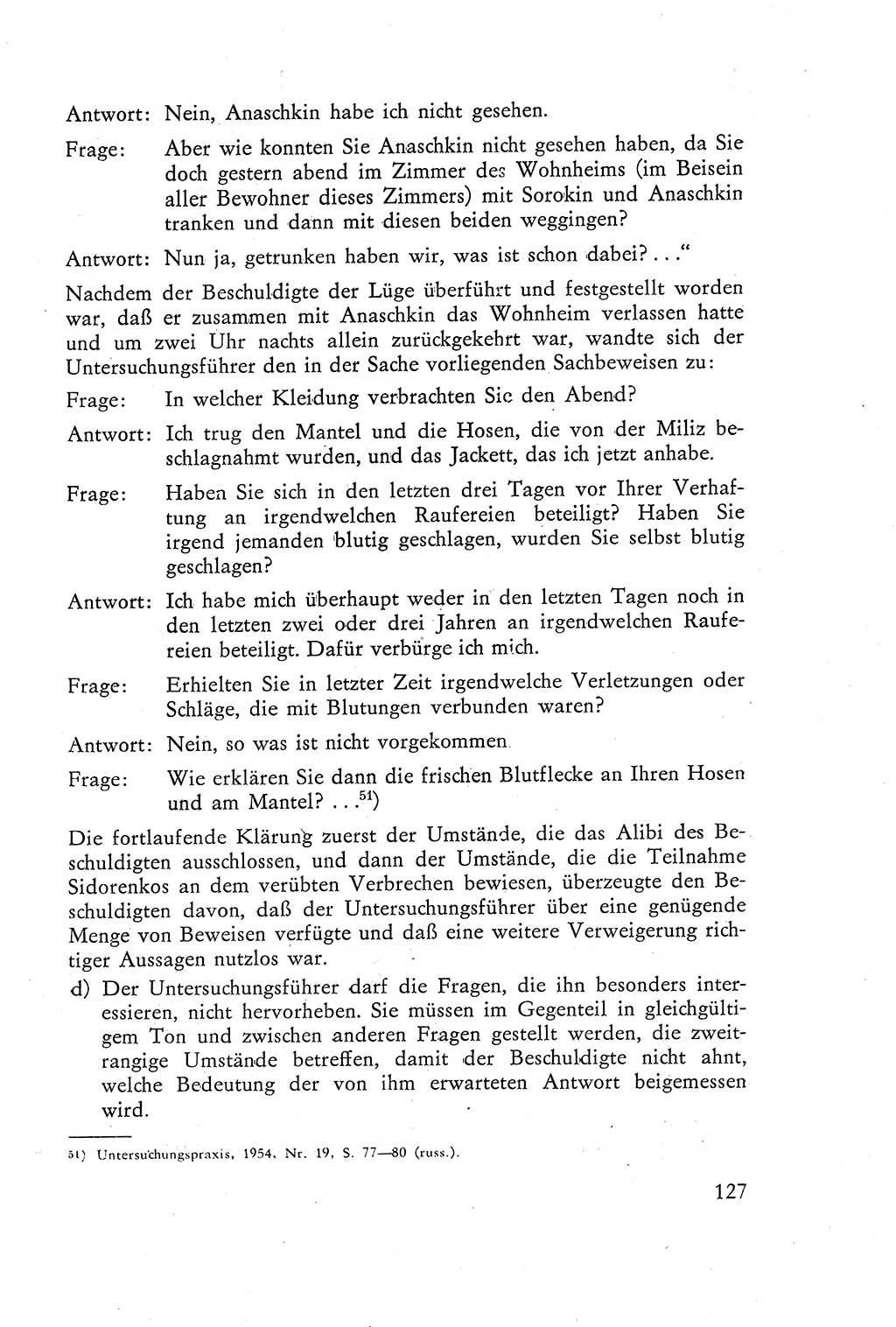 Die Vernehmung [Deutsche Demokratische Republik (DDR)] 1960, Seite 127 (Vern. DDR 1960, S. 127)