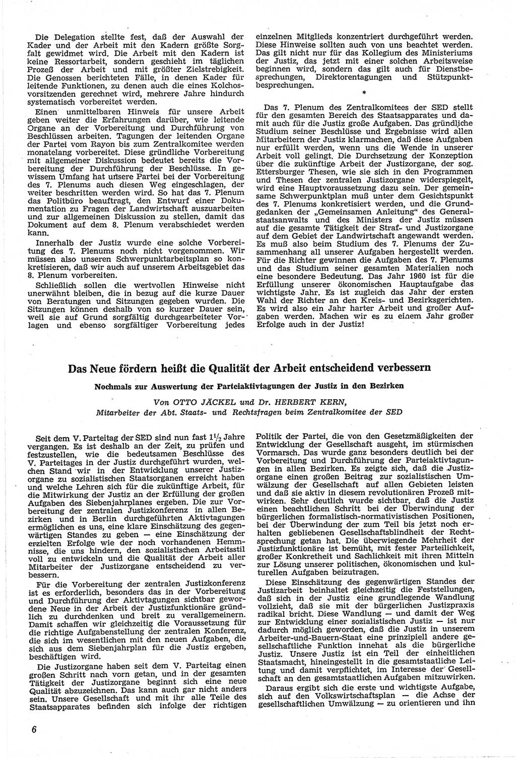 Neue Justiz (NJ), Zeitschrift für Recht und Rechtswissenschaft [Deutsche Demokratische Republik (DDR)], 14. Jahrgang 1960, Seite 6 (NJ DDR 1960, S. 6)