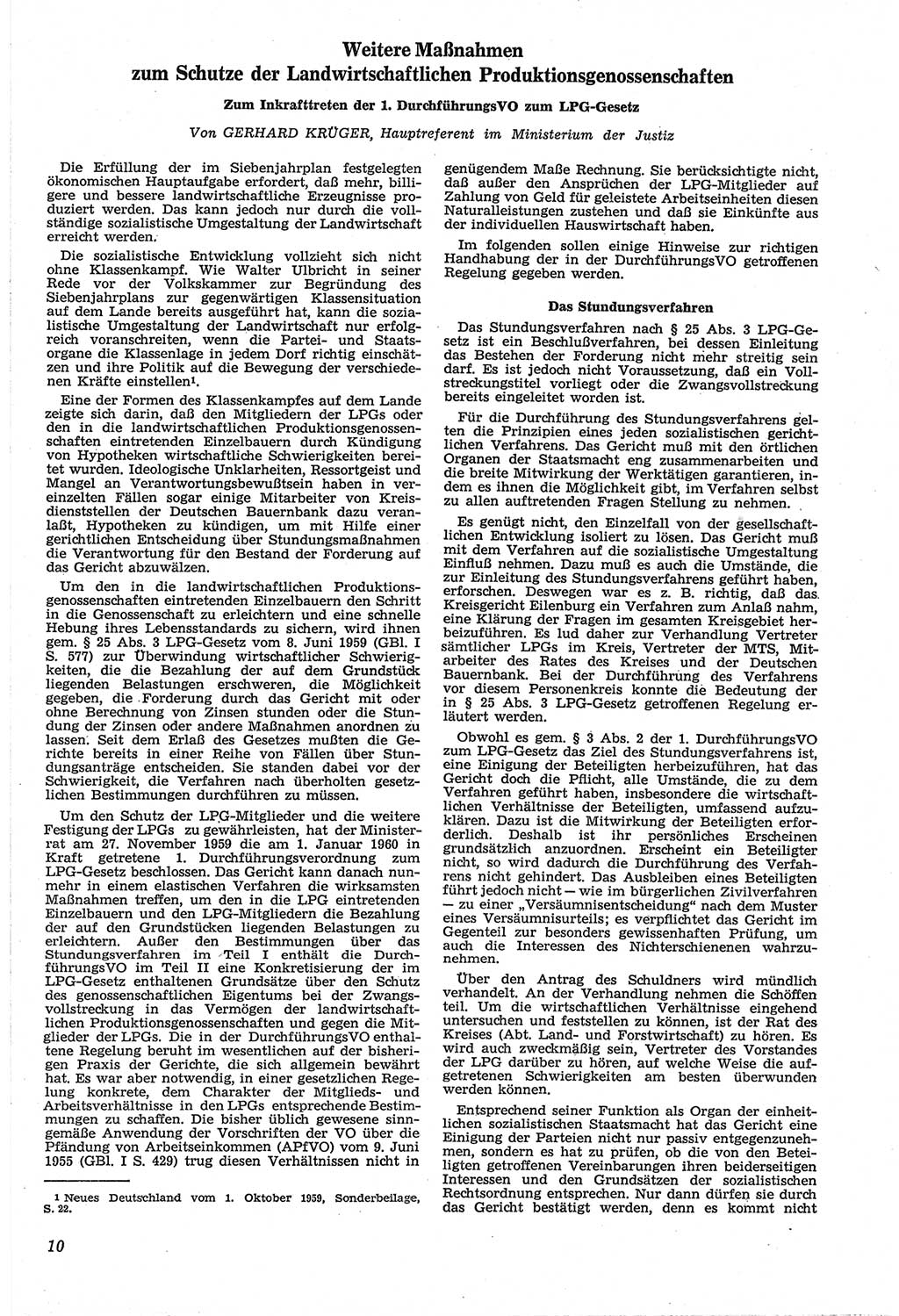 Neue Justiz (NJ), Zeitschrift für Recht und Rechtswissenschaft [Deutsche Demokratische Republik (DDR)], 14. Jahrgang 1960, Seite 10 (NJ DDR 1960, S. 10)