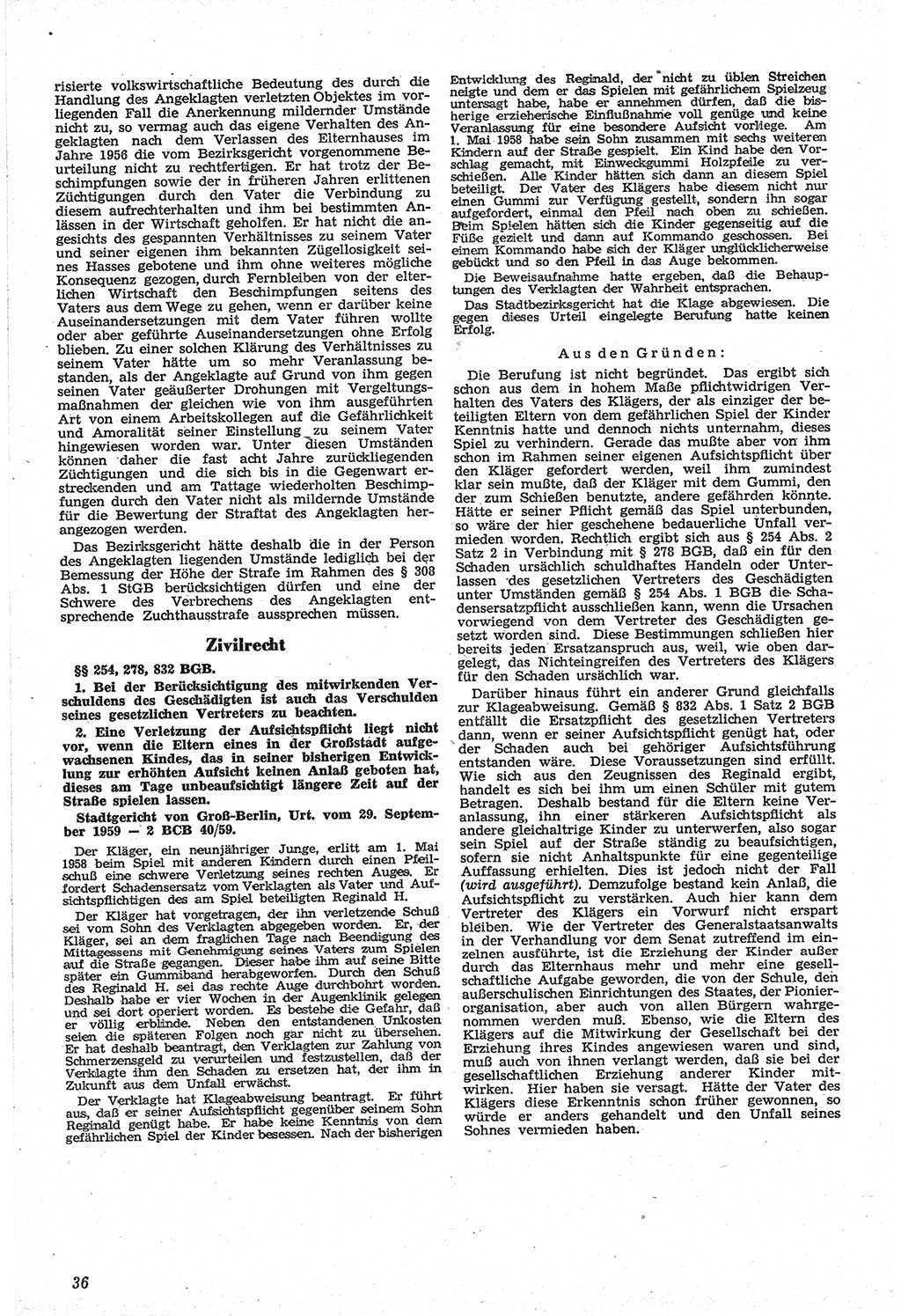 Neue Justiz (NJ), Zeitschrift für Recht und Rechtswissenschaft [Deutsche Demokratische Republik (DDR)], 14. Jahrgang 1960, Seite 36 (NJ DDR 1960, S. 36)