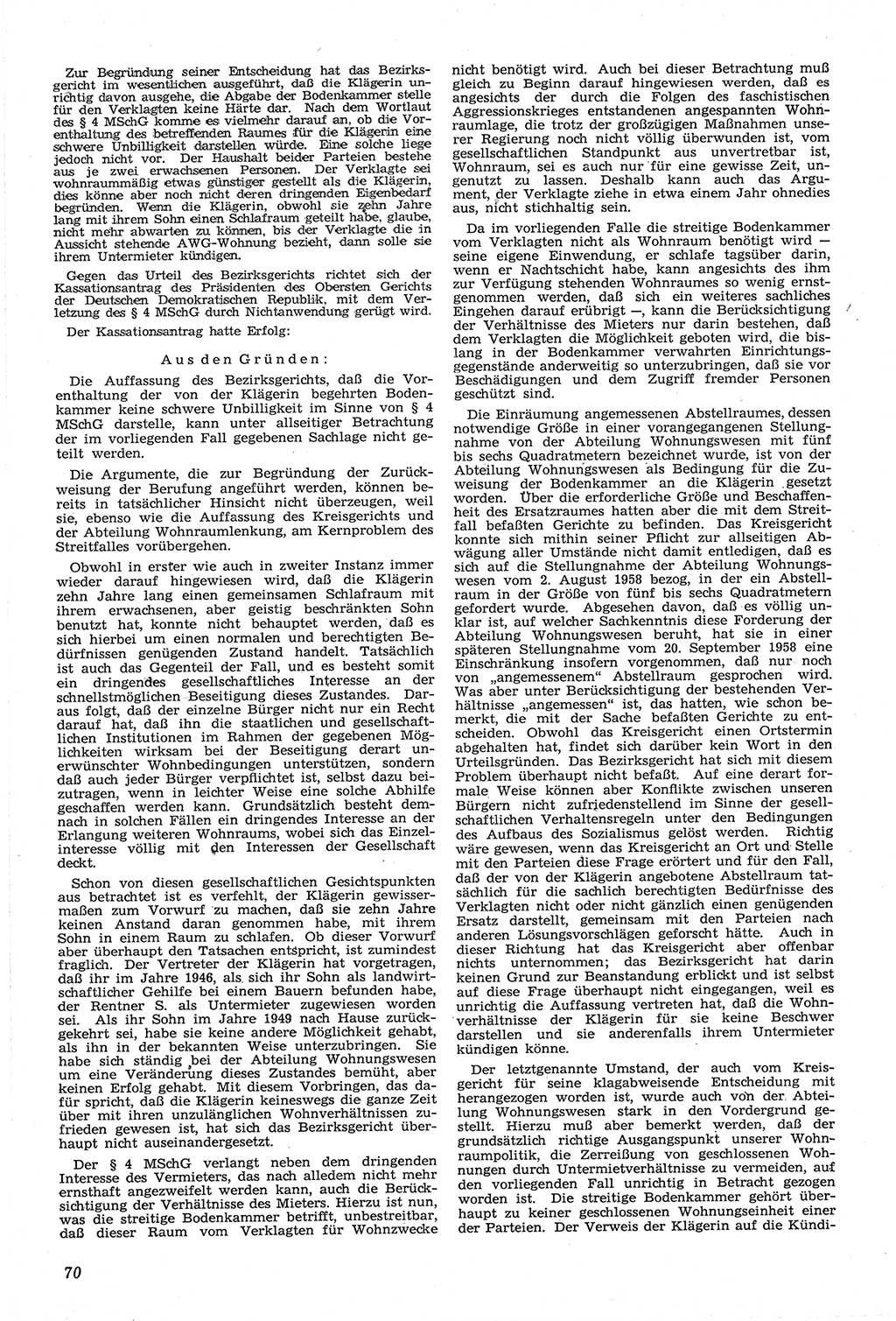 Neue Justiz (NJ), Zeitschrift für Recht und Rechtswissenschaft [Deutsche Demokratische Republik (DDR)], 14. Jahrgang 1960, Seite 70 (NJ DDR 1960, S. 70)
