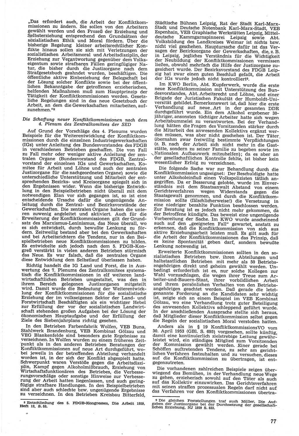 Neue Justiz (NJ), Zeitschrift für Recht und Rechtswissenschaft [Deutsche Demokratische Republik (DDR)], 14. Jahrgang 1960, Seite 77 (NJ DDR 1960, S. 77)