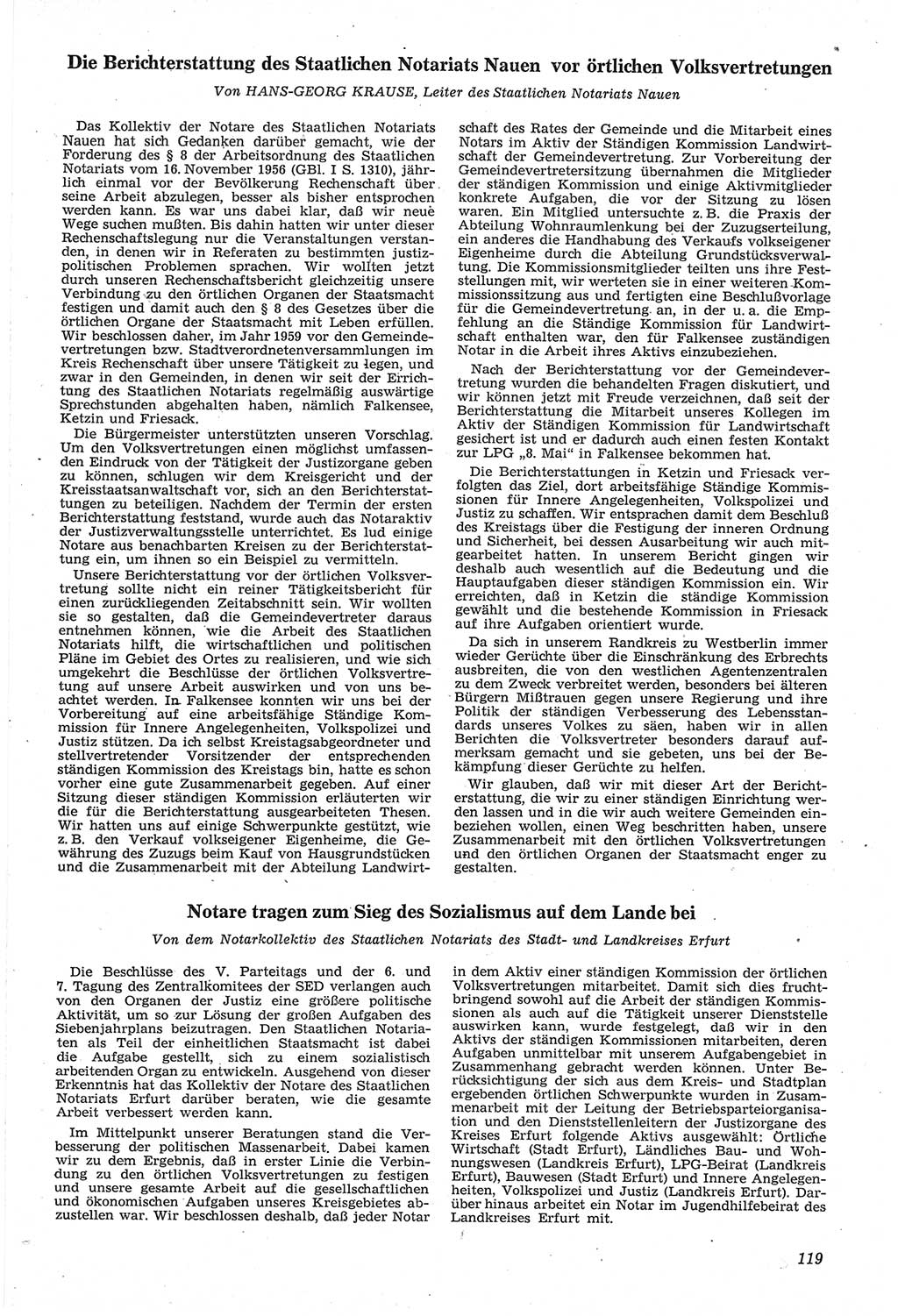 Neue Justiz (NJ), Zeitschrift für Recht und Rechtswissenschaft [Deutsche Demokratische Republik (DDR)], 14. Jahrgang 1960, Seite 119 (NJ DDR 1960, S. 119)