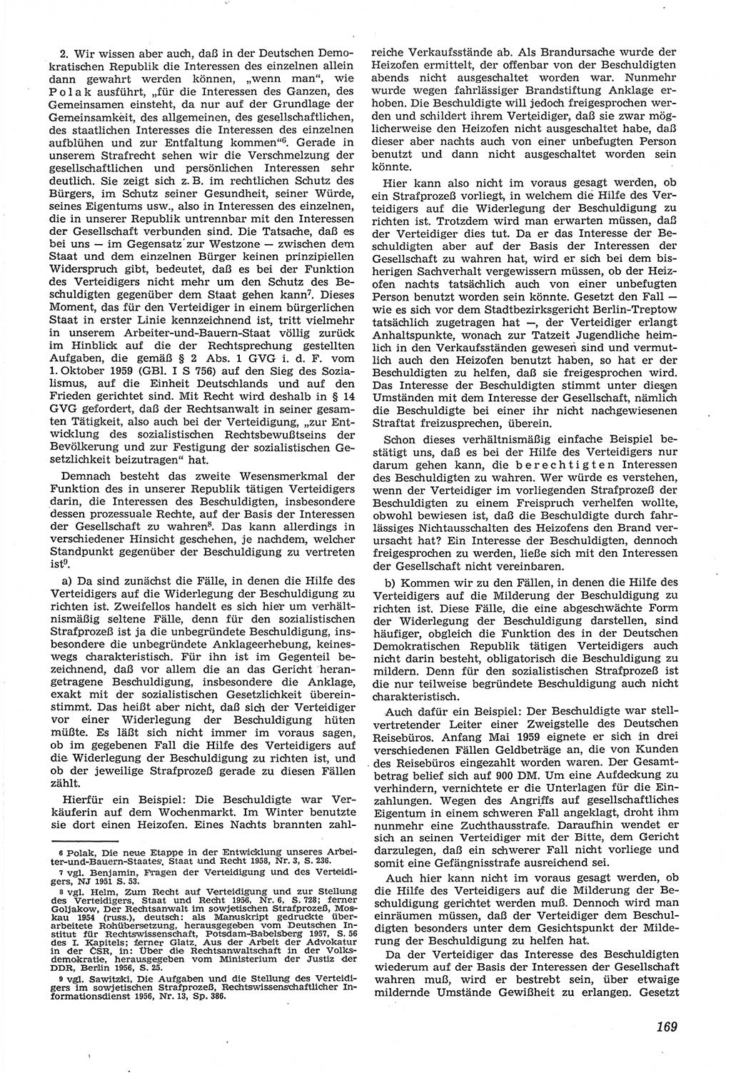 Neue Justiz (NJ), Zeitschrift für Recht und Rechtswissenschaft [Deutsche Demokratische Republik (DDR)], 14. Jahrgang 1960, Seite 169 (NJ DDR 1960, S. 169)