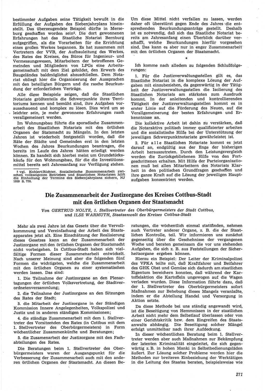 Neue Justiz (NJ), Zeitschrift für Recht und Rechtswissenschaft [Deutsche Demokratische Republik (DDR)], 14. Jahrgang 1960, Seite 271 (NJ DDR 1960, S. 271)