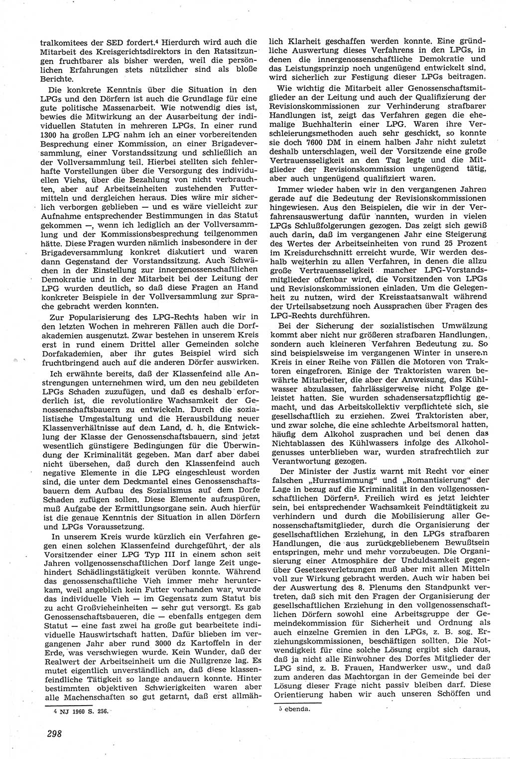 Neue Justiz (NJ), Zeitschrift für Recht und Rechtswissenschaft [Deutsche Demokratische Republik (DDR)], 14. Jahrgang 1960, Seite 298 (NJ DDR 1960, S. 298)
