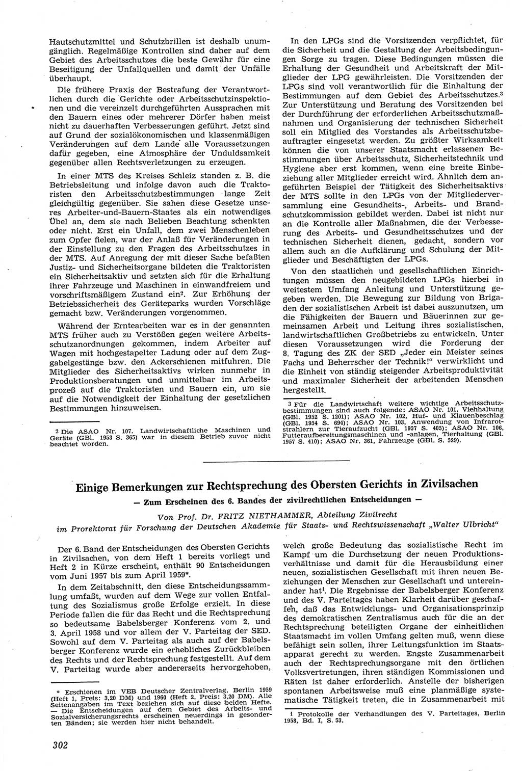 Neue Justiz (NJ), Zeitschrift für Recht und Rechtswissenschaft [Deutsche Demokratische Republik (DDR)], 14. Jahrgang 1960, Seite 302 (NJ DDR 1960, S. 302)