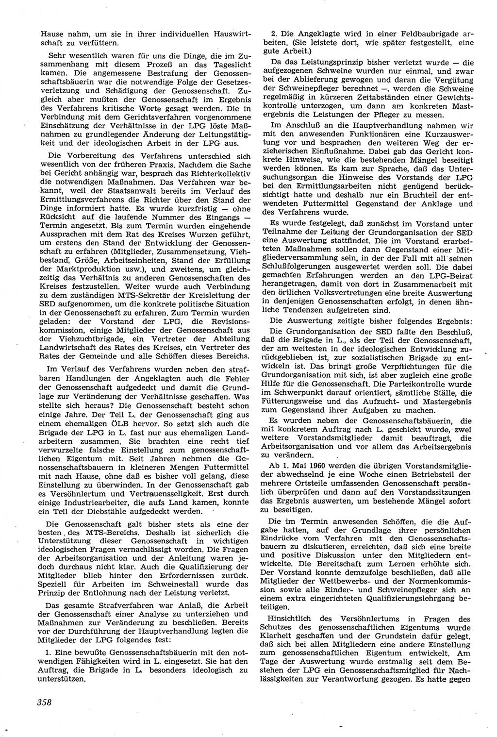 Neue Justiz (NJ), Zeitschrift für Recht und Rechtswissenschaft [Deutsche Demokratische Republik (DDR)], 14. Jahrgang 1960, Seite 358 (NJ DDR 1960, S. 358)