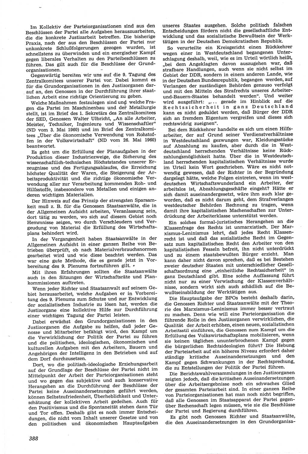 Neue Justiz (NJ), Zeitschrift für Recht und Rechtswissenschaft [Deutsche Demokratische Republik (DDR)], 14. Jahrgang 1960, Seite 388 (NJ DDR 1960, S. 388)