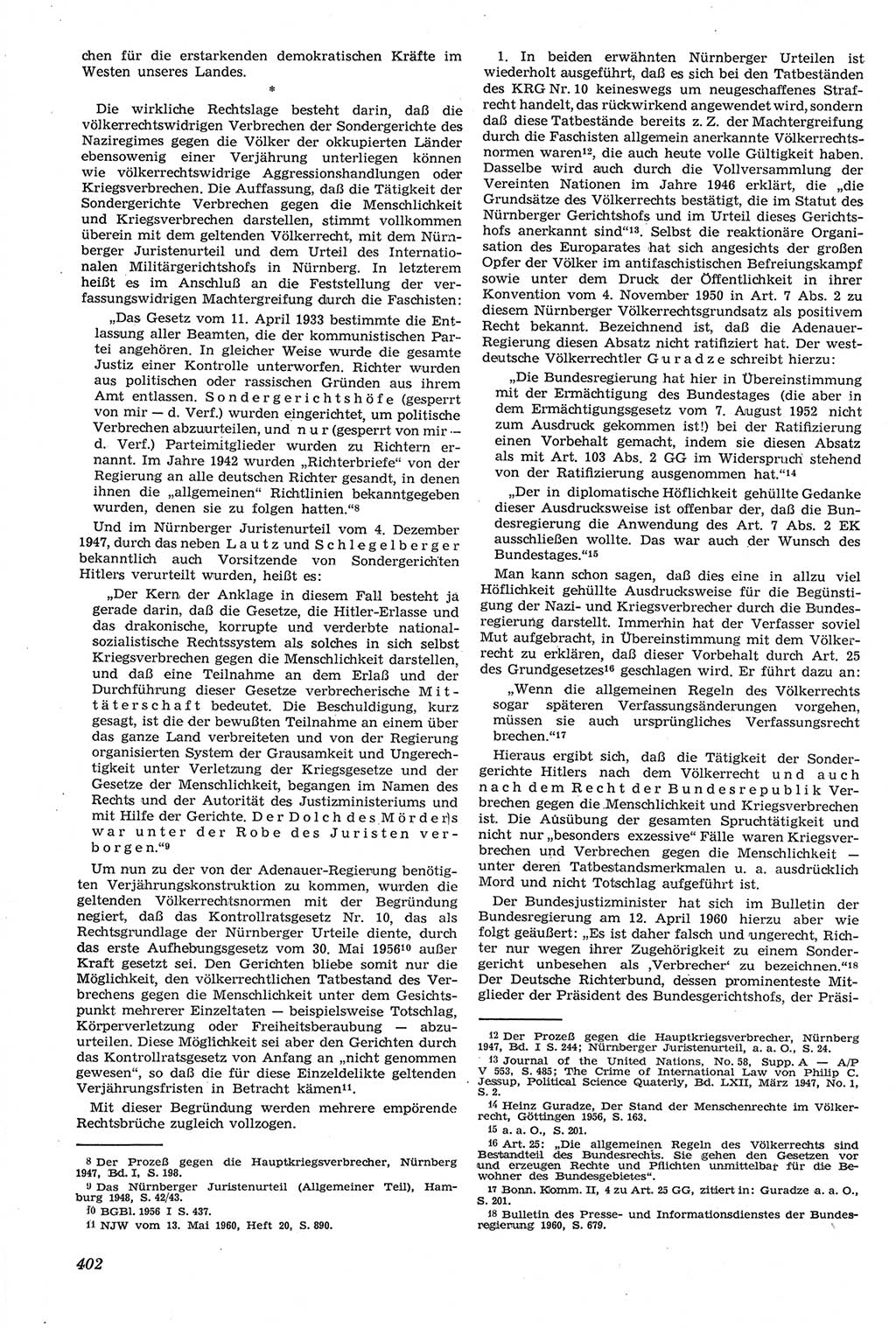 Neue Justiz (NJ), Zeitschrift für Recht und Rechtswissenschaft [Deutsche Demokratische Republik (DDR)], 14. Jahrgang 1960, Seite 402 (NJ DDR 1960, S. 402)