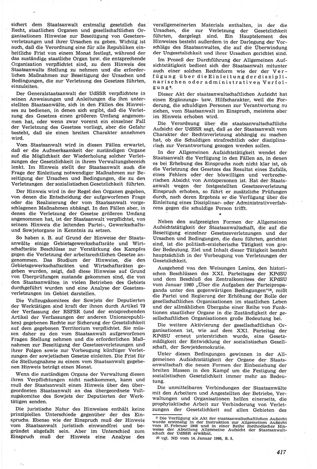 Neue Justiz (NJ), Zeitschrift für Recht und Rechtswissenschaft [Deutsche Demokratische Republik (DDR)], 14. Jahrgang 1960, Seite 417 (NJ DDR 1960, S. 417)