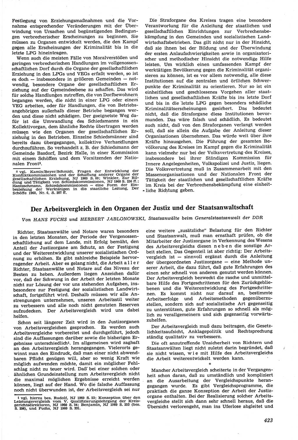 Neue Justiz (NJ), Zeitschrift für Recht und Rechtswissenschaft [Deutsche Demokratische Republik (DDR)], 14. Jahrgang 1960, Seite 423 (NJ DDR 1960, S. 423)