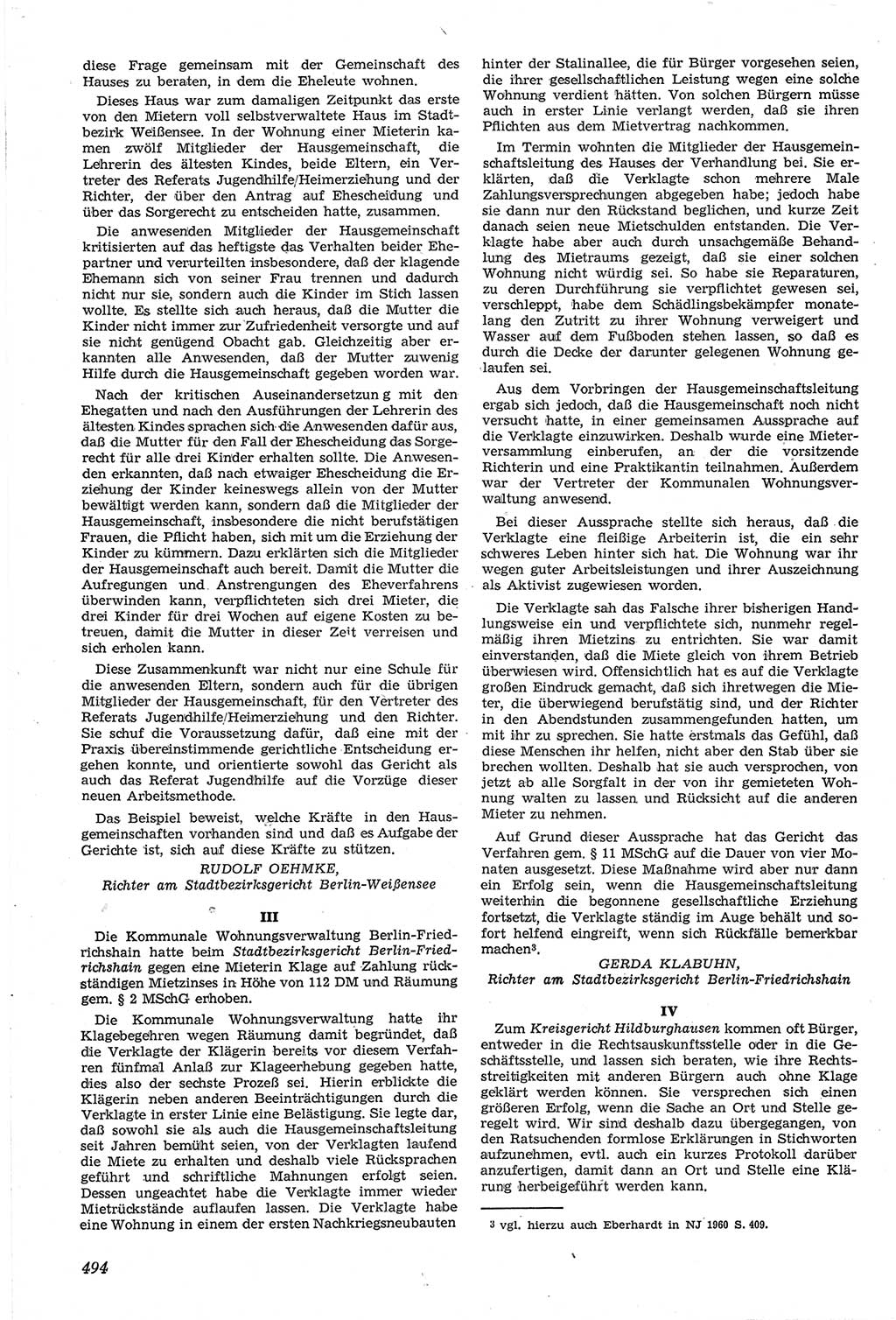 Neue Justiz (NJ), Zeitschrift für Recht und Rechtswissenschaft [Deutsche Demokratische Republik (DDR)], 14. Jahrgang 1960, Seite 494 (NJ DDR 1960, S. 494)