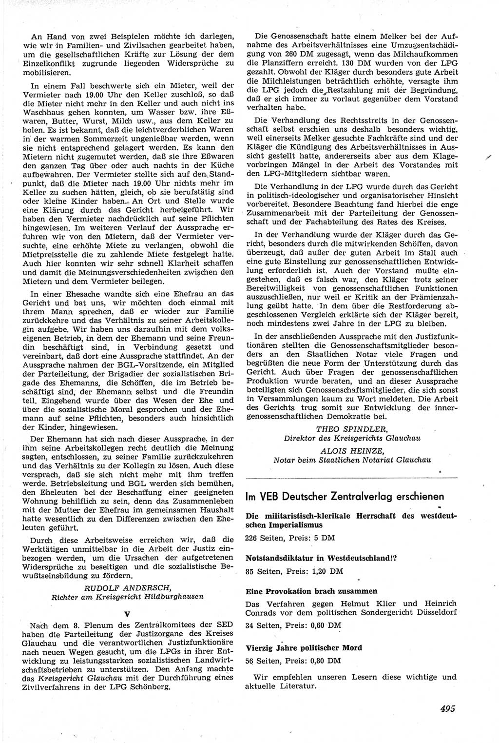Neue Justiz (NJ), Zeitschrift für Recht und Rechtswissenschaft [Deutsche Demokratische Republik (DDR)], 14. Jahrgang 1960, Seite 495 (NJ DDR 1960, S. 495)