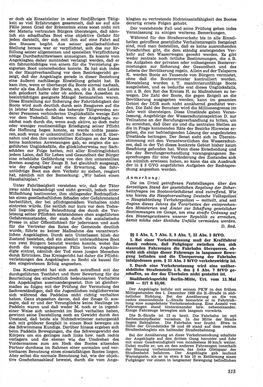 Neue Justiz (NJ), Zeitschrift für Recht und Rechtswissenschaft [Deutsche Demokratische Republik (DDR)], 14. Jahrgang 1960, Seite 515 (NJ DDR 1960, S. 515)