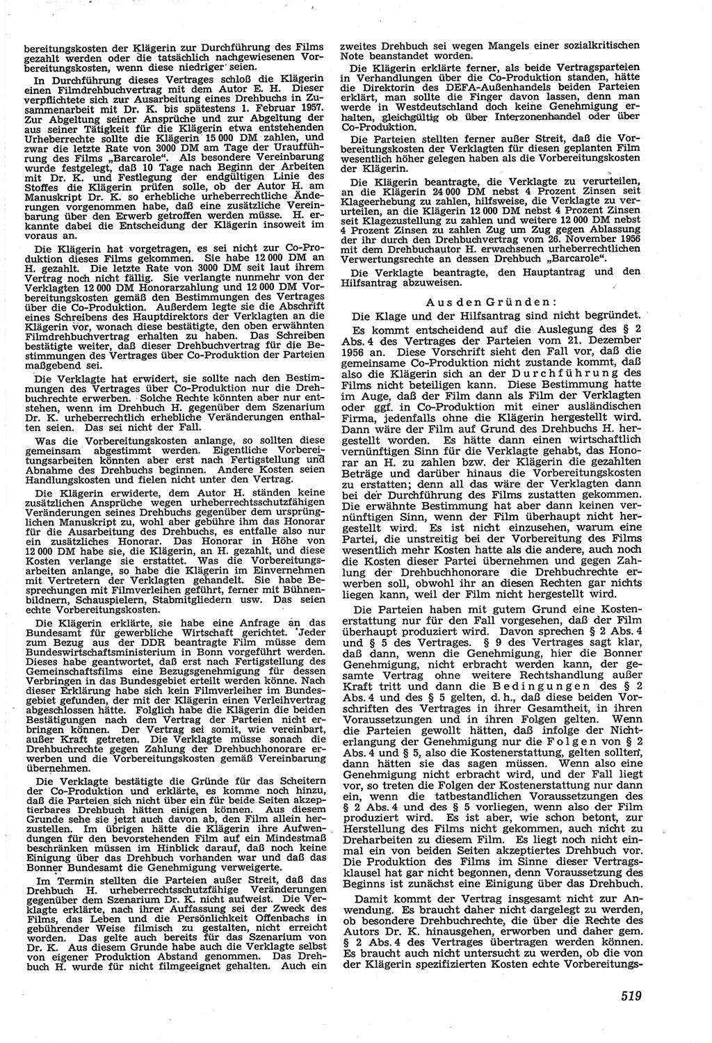 Neue Justiz (NJ), Zeitschrift für Recht und Rechtswissenschaft [Deutsche Demokratische Republik (DDR)], 14. Jahrgang 1960, Seite 519 (NJ DDR 1960, S. 519)