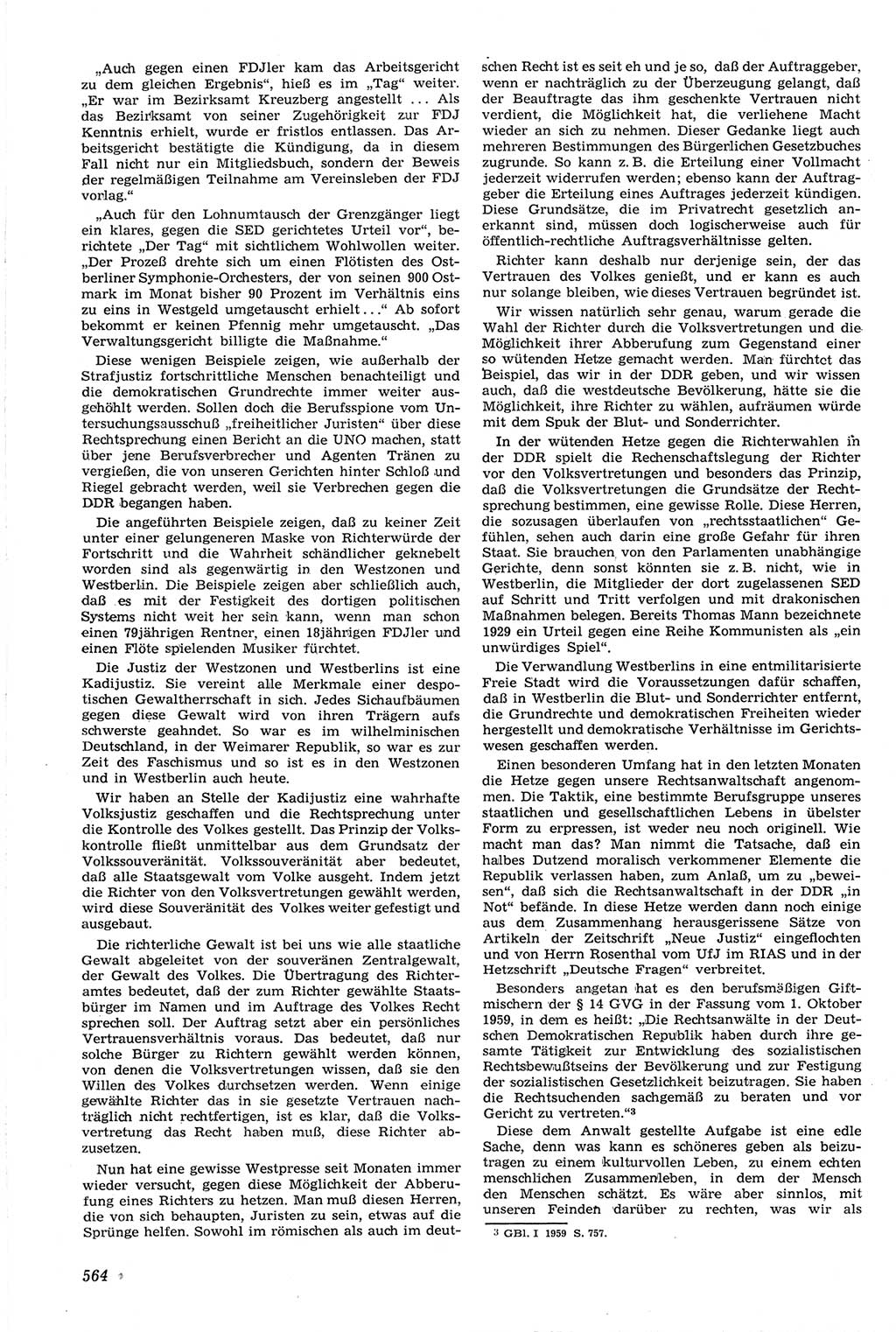 Neue Justiz (NJ), Zeitschrift für Recht und Rechtswissenschaft [Deutsche Demokratische Republik (DDR)], 14. Jahrgang 1960, Seite 564 (NJ DDR 1960, S. 564)