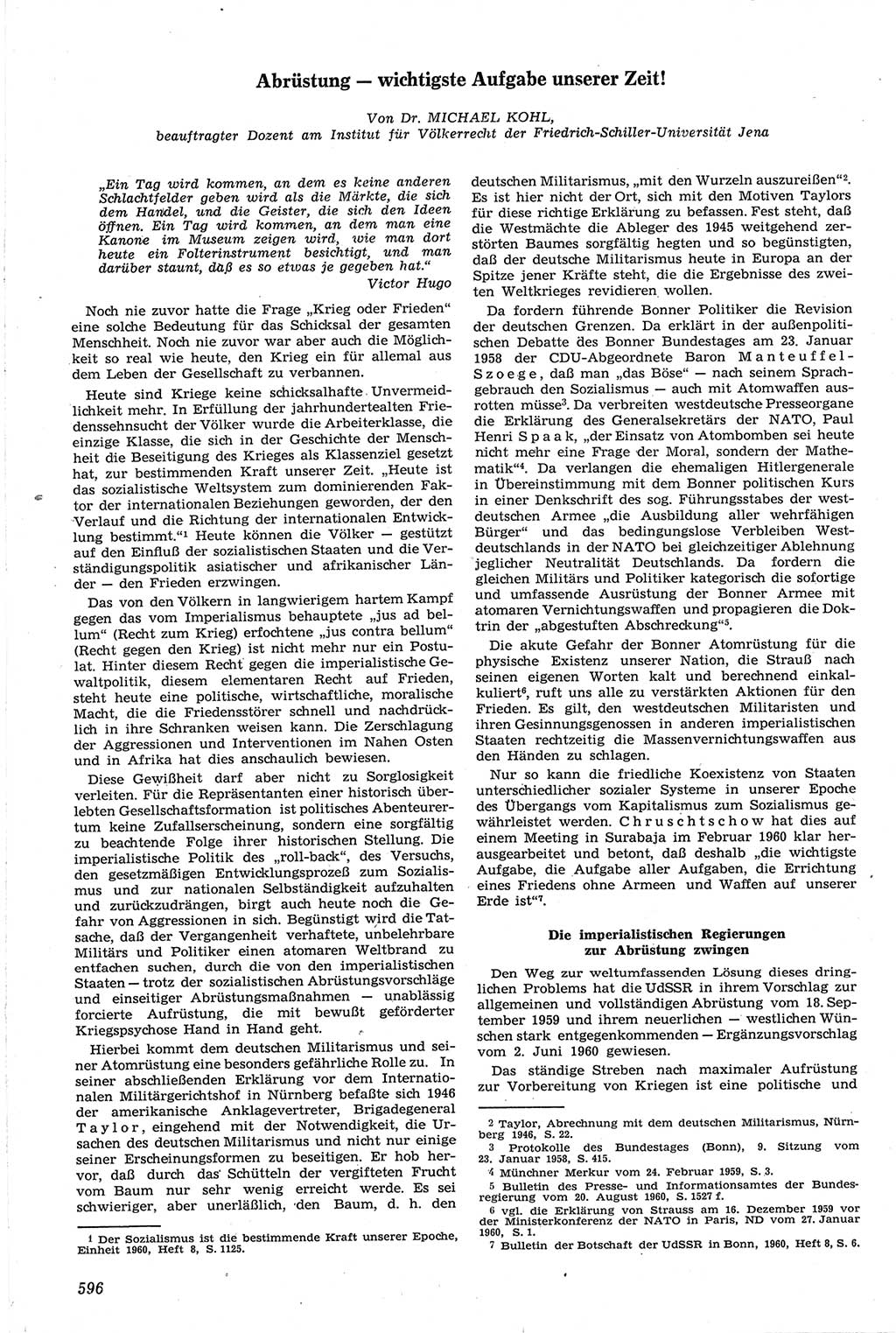 Neue Justiz (NJ), Zeitschrift für Recht und Rechtswissenschaft [Deutsche Demokratische Republik (DDR)], 14. Jahrgang 1960, Seite 596 (NJ DDR 1960, S. 596)