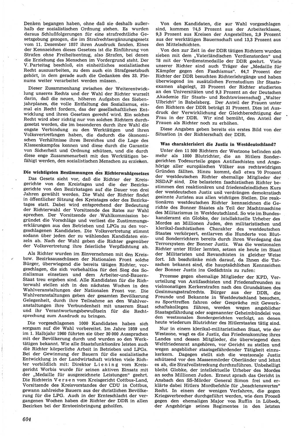 Neue Justiz (NJ), Zeitschrift für Recht und Rechtswissenschaft [Deutsche Demokratische Republik (DDR)], 14. Jahrgang 1960, Seite 604 (NJ DDR 1960, S. 604)