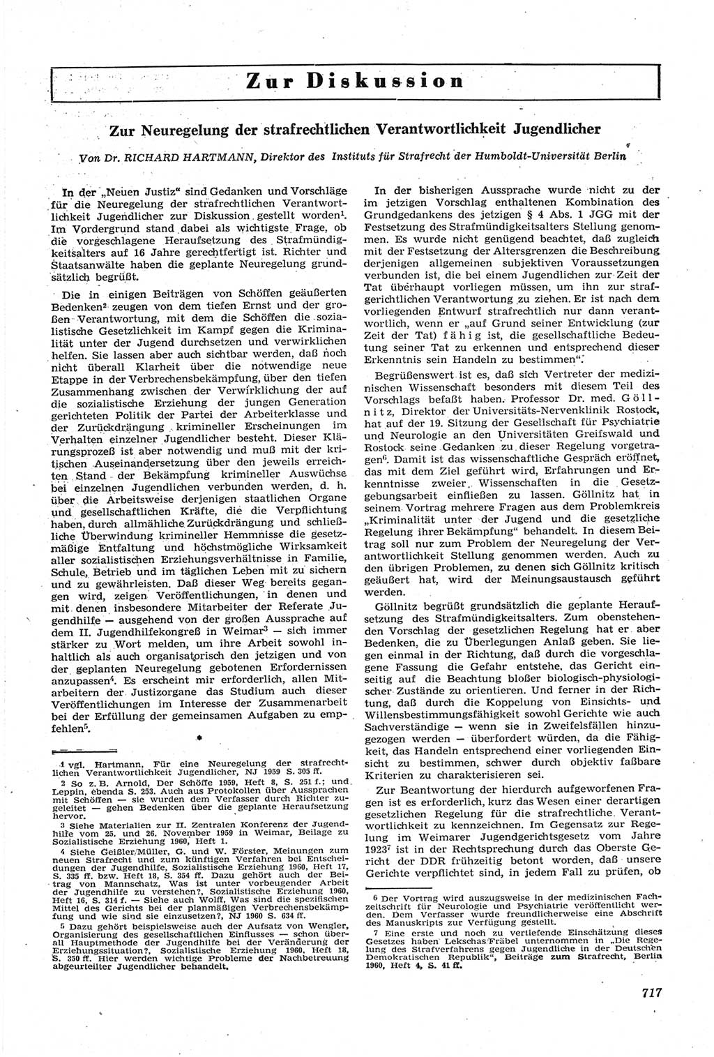 Neue Justiz (NJ), Zeitschrift für Recht und Rechtswissenschaft [Deutsche Demokratische Republik (DDR)], 14. Jahrgang 1960, Seite 717 (NJ DDR 1960, S. 717)