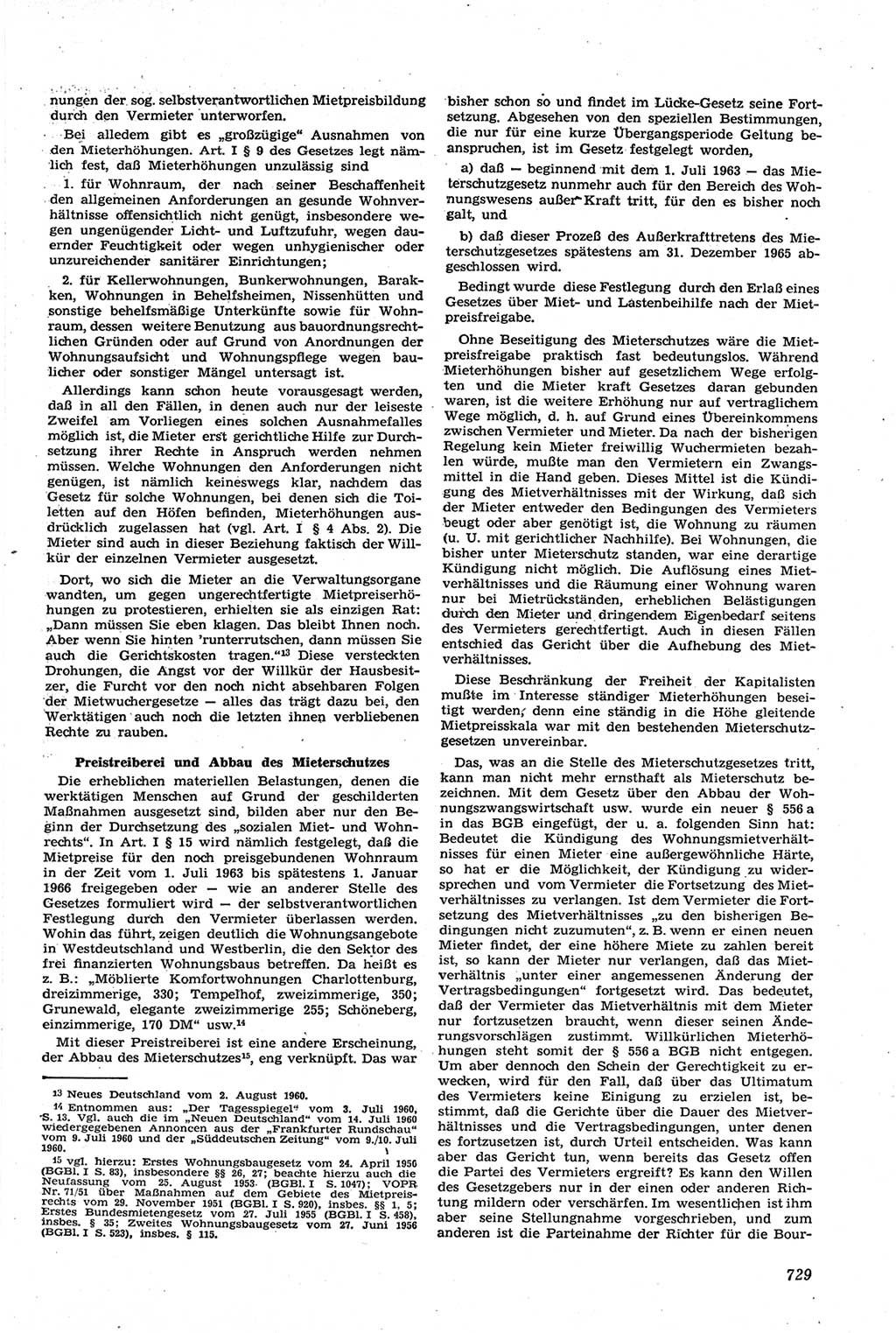 Neue Justiz (NJ), Zeitschrift für Recht und Rechtswissenschaft [Deutsche Demokratische Republik (DDR)], 14. Jahrgang 1960, Seite 729 (NJ DDR 1960, S. 729)