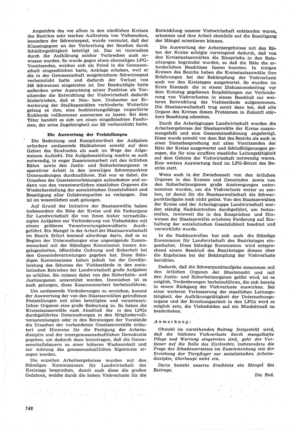 Neue Justiz (NJ), Zeitschrift für Recht und Rechtswissenschaft [Deutsche Demokratische Republik (DDR)], 14. Jahrgang 1960, Seite 748 (NJ DDR 1960, S. 748)