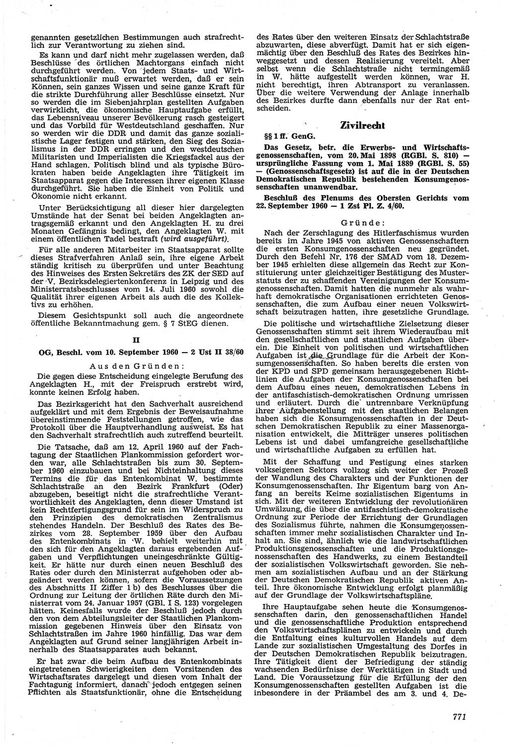 Neue Justiz (NJ), Zeitschrift für Recht und Rechtswissenschaft [Deutsche Demokratische Republik (DDR)], 14. Jahrgang 1960, Seite 771 (NJ DDR 1960, S. 771)